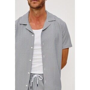 Rails Men’s Amalfi Faded Seersucker Striped Grey Shirt Short Sleeve SZ S